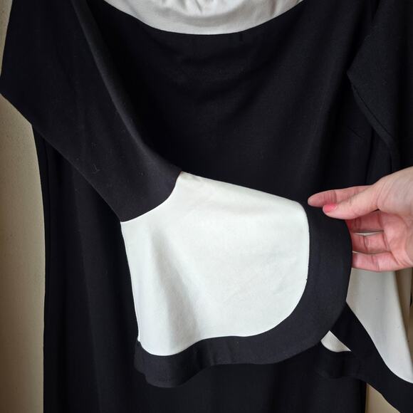 Hilary Radley Off-the-Shoulder Bell Sleeve Dress Large Black White Party Modern - Picture 4 of 10